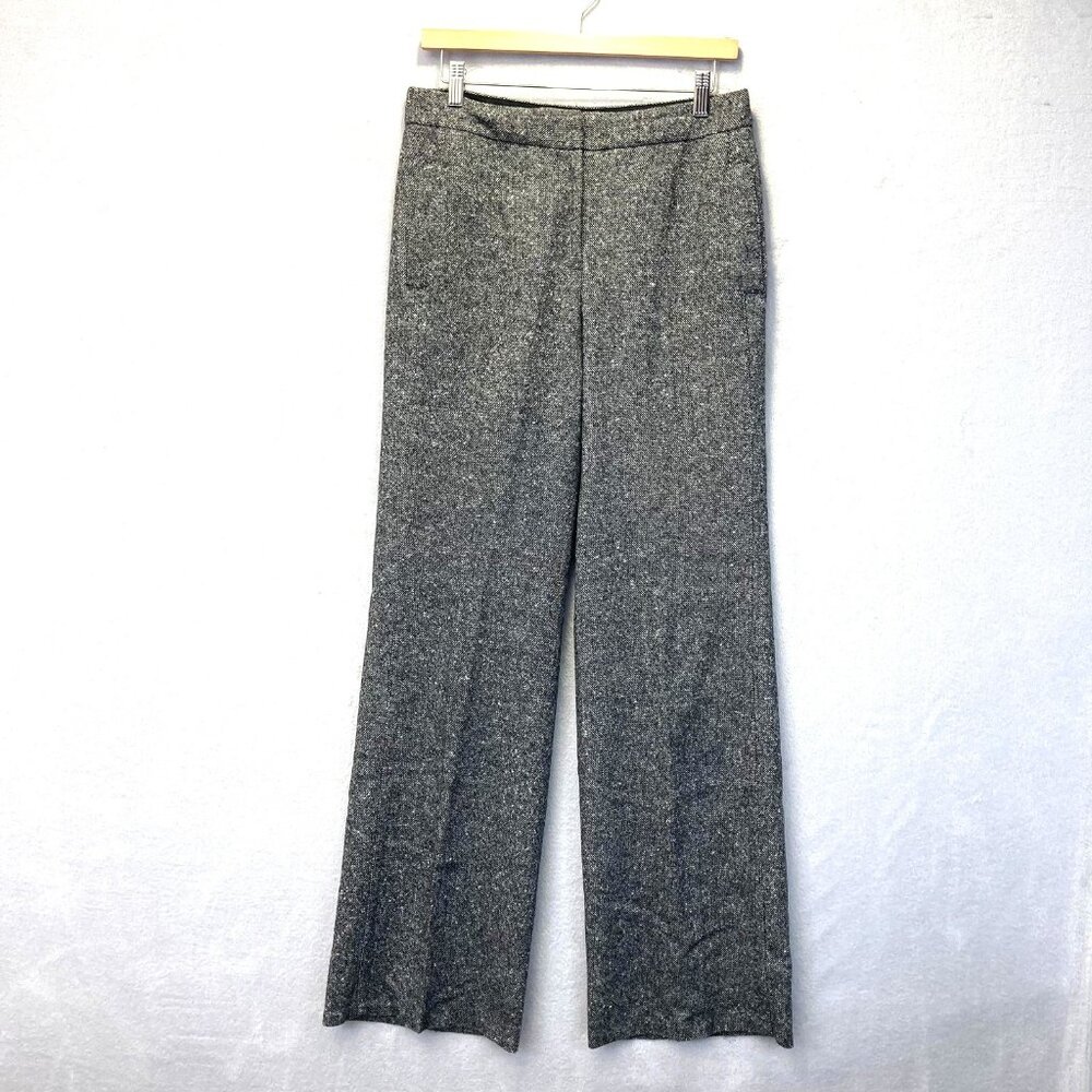 Body by Victoria Bridget Fit Tweed Wide Leg Pants Womens 8 Tall Black Wool Blend